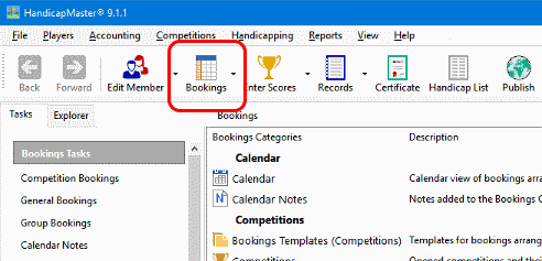 Bookings button added to main toolbar